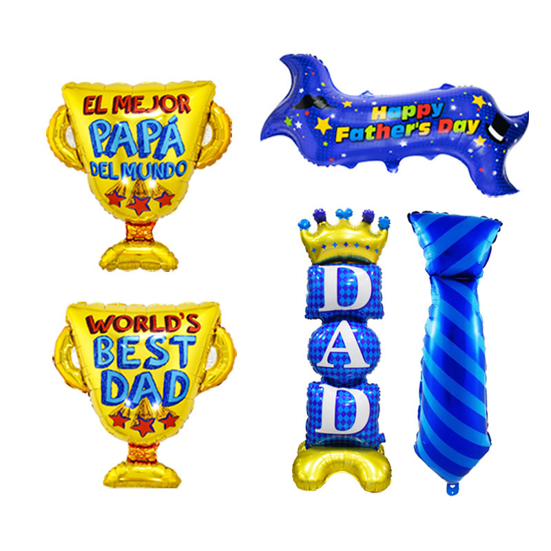 2024 New Father's Day Aluminum Film Balloons Papa Tie Beard Father's Day Banner Party Decorations Globos De Fiesta Super papa