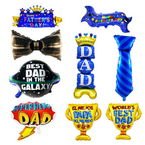 2024 New Father's Day Aluminum Film Balloons Papa Tie Beard Father's Day Banner Party Decorations Globos De Fiesta Super papa