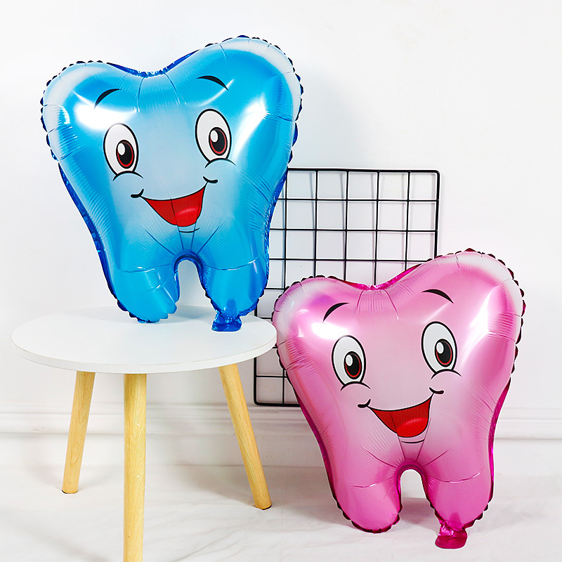 Smile Teeth Shape Pink Blue Foil Balloons Party Decoration Baby Shower  Inflatable Dental Clinic Aluminum Balloon