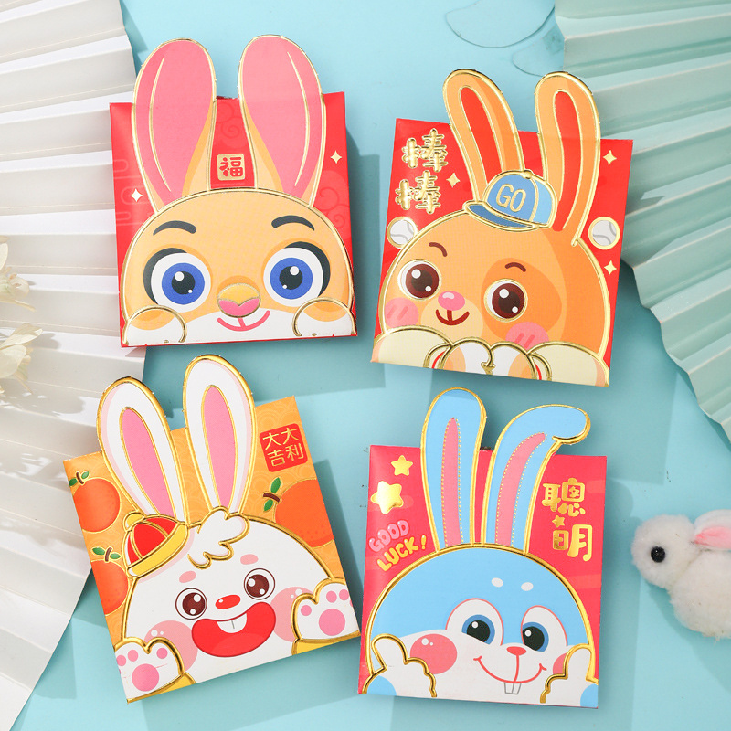 2023 New Year Spring Hongbao Festival Red Envelopes Cute Rabbit for Red Pockets Lucky Money Packets Cartoon Gift Bag