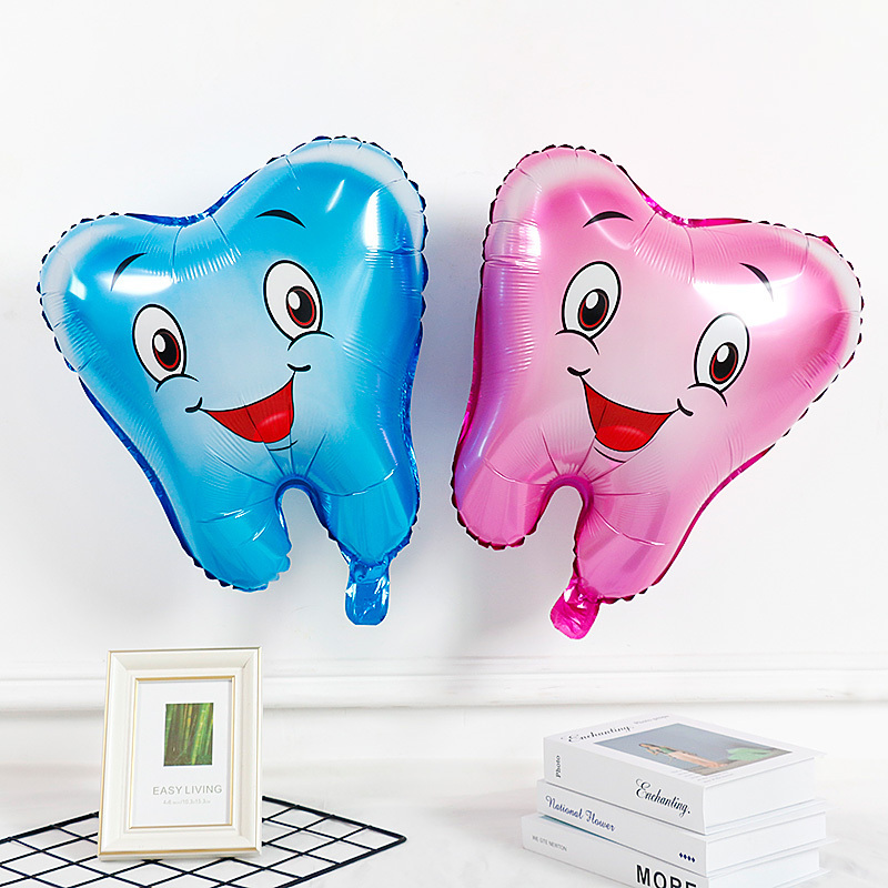 Smile Teeth Shape Pink Blue Foil Balloons Party Decoration Baby Shower  Inflatable Dental Clinic Aluminum Balloon