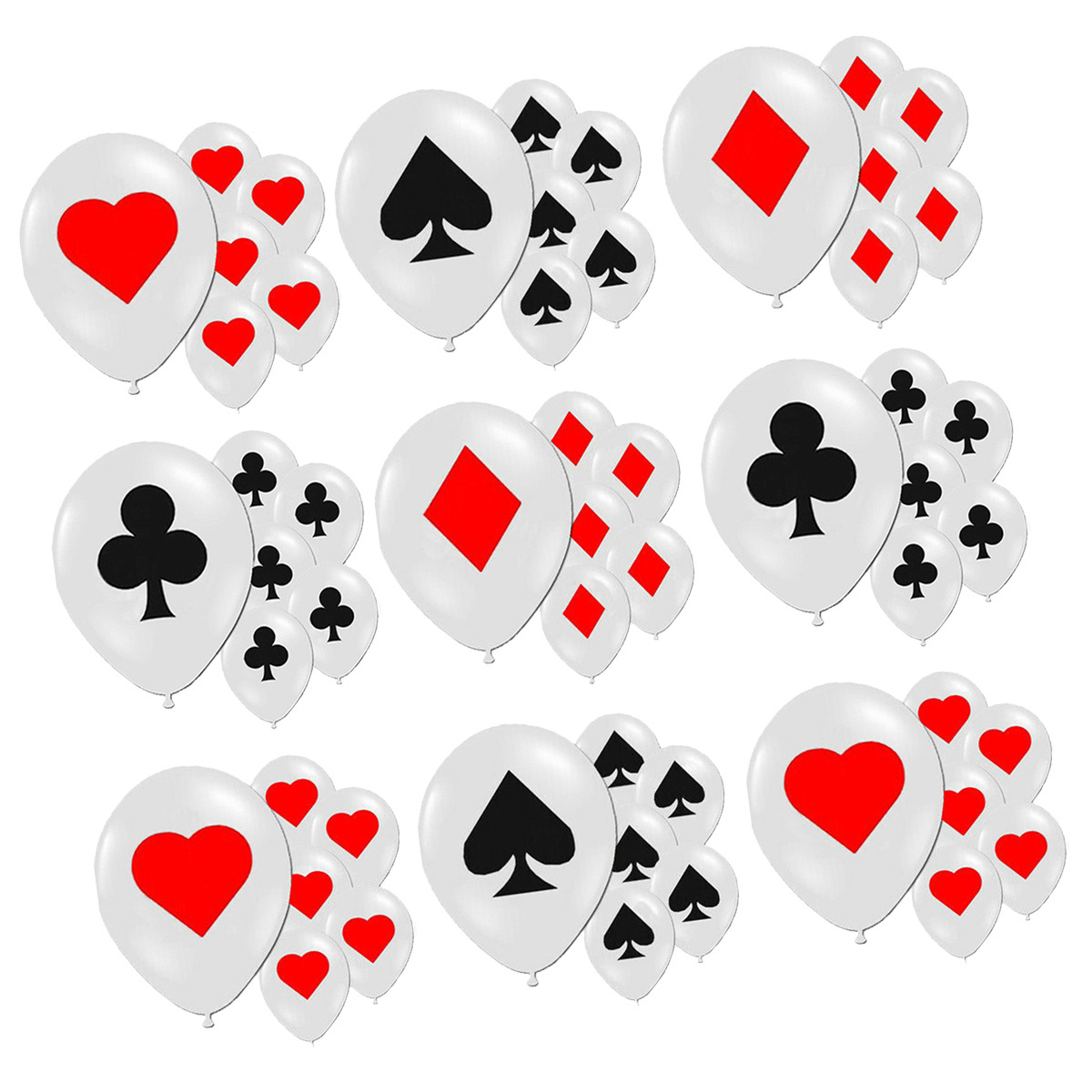 12inch Spades Hearts Clubs Diamonds Latex Balloon Casino Cards Dice Poker Party Supplies Playing Cards Poker Helium Balloons