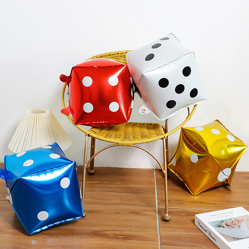 12Inch Dice Mylar Balloon Backdrop Valentin Day Balloon Playing Cards Foil Balloons 18cm Square Shape Red and Blue Colors