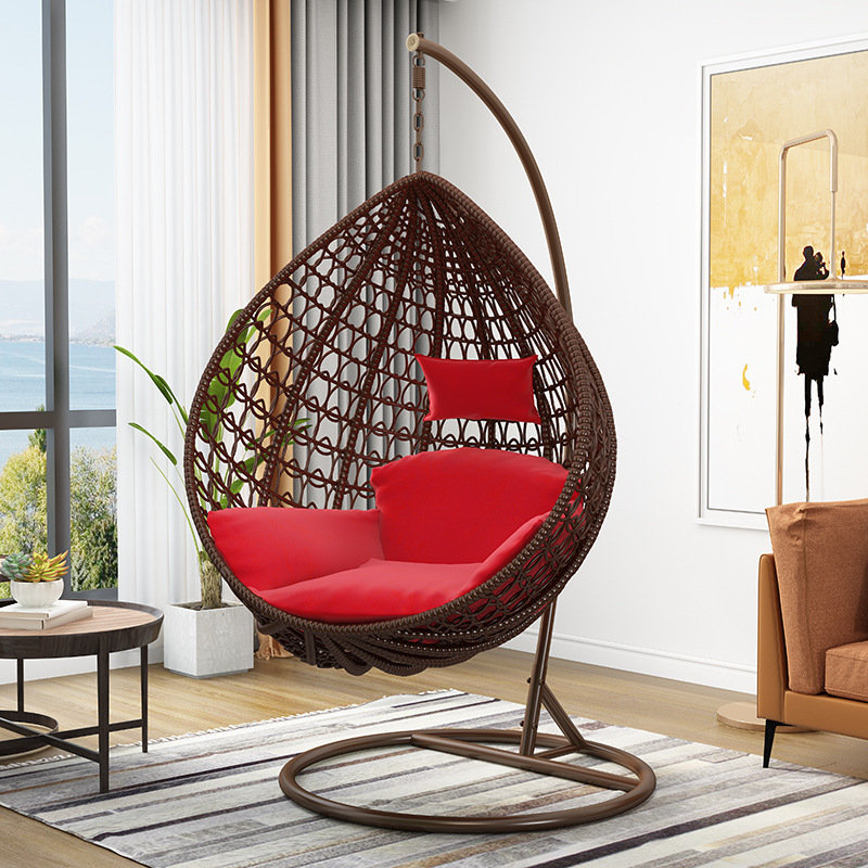 Enhanced cost-effectiveness Outdoor Rattan Egg Swing Chair Hanging - Affordable Single Person Indoor Balcony Cradle Swing