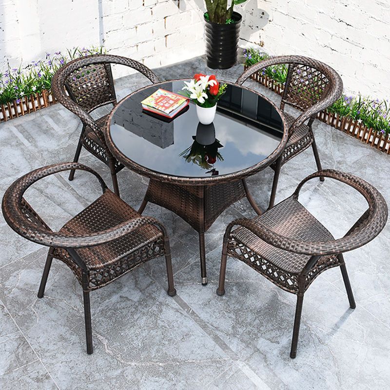 New Design Rattan Garden Furniture Outdoor Terrace Lounge Chair Rattan Woven Chair Small Tea Table Combination Camping Chair Set