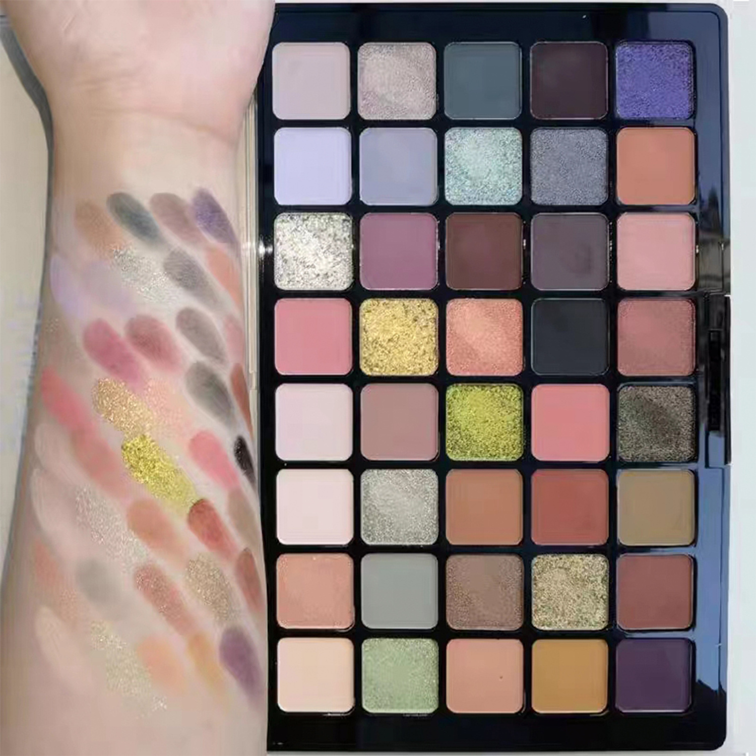 High saturation lasting 40 color custom private label glitter eyeshadow palette