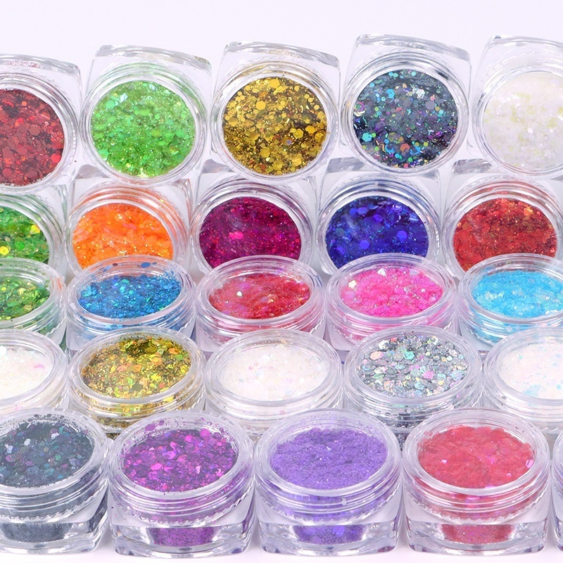 Holographic Chunky Glitter Colorful Non-toxic PET Craft Glitter Nail Glitter Powder