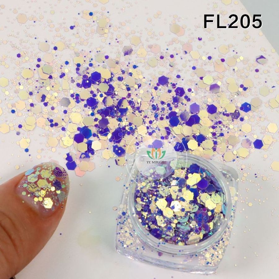 New Rainbow Nail Pigment Glitter Powder Set 5D Mix Sequins Chunky Bulk Glitter For Snow Globe Tumbler