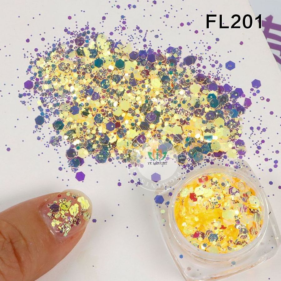 New Rainbow Nail Pigment Glitter Powder Set 5D Mix Sequins Chunky Bulk Glitter For Snow Globe Tumbler