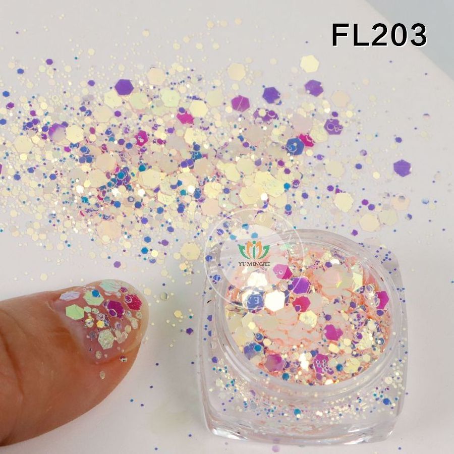 New Rainbow Nail Pigment Glitter Powder Set 5D Mix Sequins Chunky Bulk Glitter For Snow Globe Tumbler