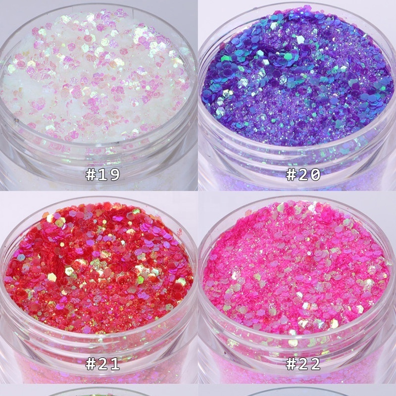 Holographic Chunky Glitter Colorful Non-toxic PET Craft Glitter Nail Glitter Powder