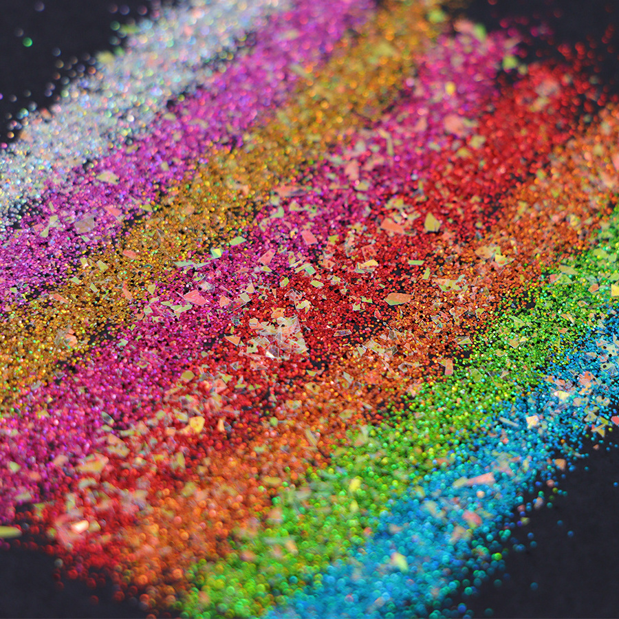 Eco-friendly Solvent Resistant Polyester Wholesale Glitter Chunky Mixed Fine Holographic Glitter