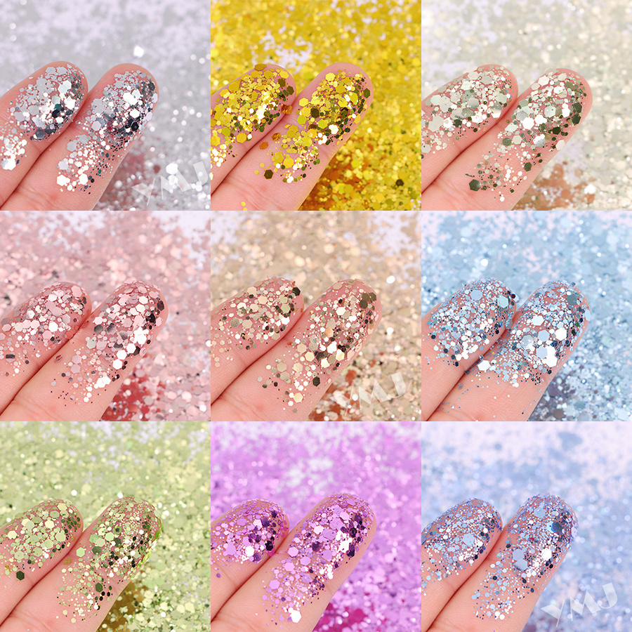 Bulk 1KG Factory Price Hexagon PET Chunky Glitter For Epoxy DIY Nail Crafts Body Slime