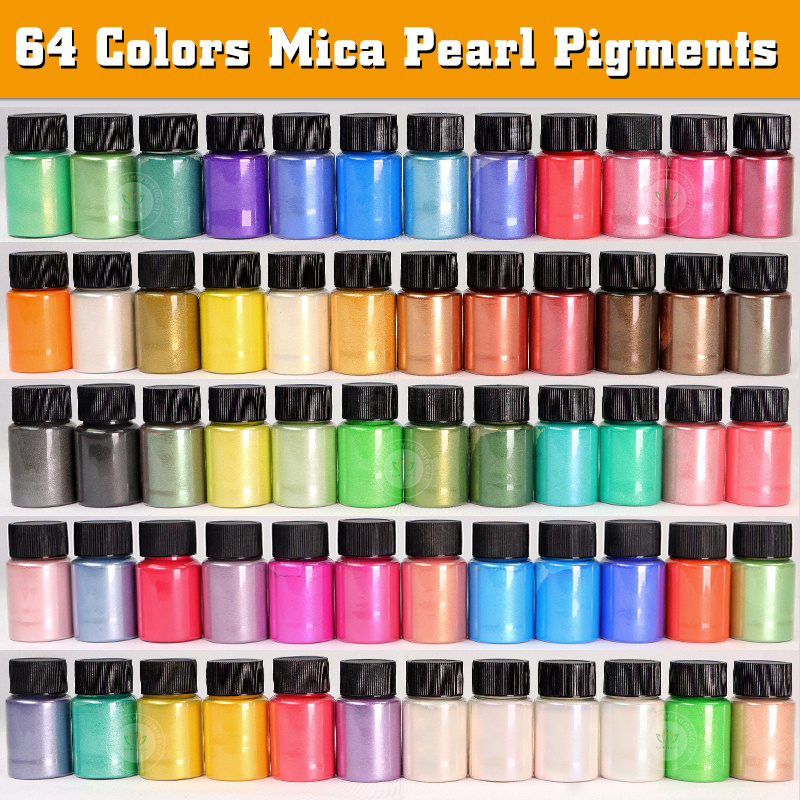 Factory Price 58 color Mica Powder Glitter Pearl Pigment for DIY/Epoxy resin/Slime/Artcraft/Soap/Bath bomb