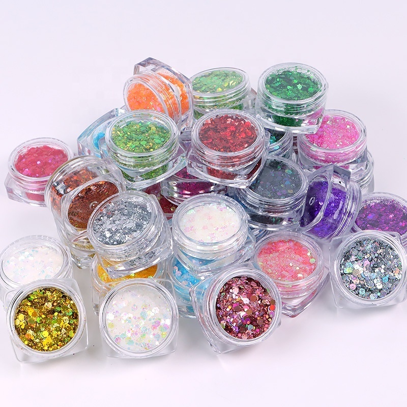 Holographic Chunky Glitter Colorful Non-toxic PET Craft Glitter Nail Glitter Powder