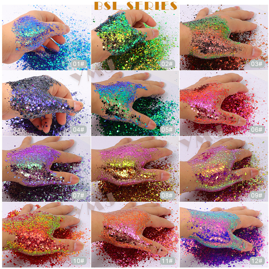 Bulk Chameleon Color Changing Glitter Eye Face Crafts Nail Chunky Glitter Mix Color Shifting Glitter