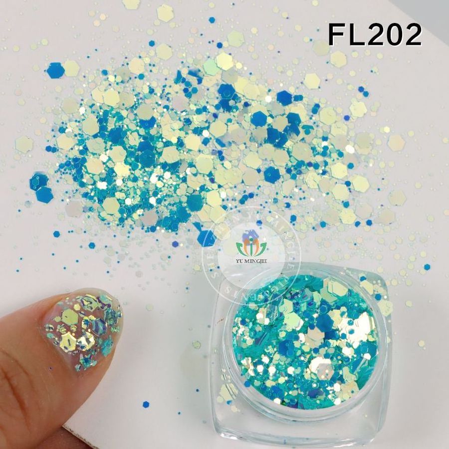 New Rainbow Nail Pigment Glitter Powder Set 5D Mix Sequins Chunky Bulk Glitter For Snow Globe Tumbler