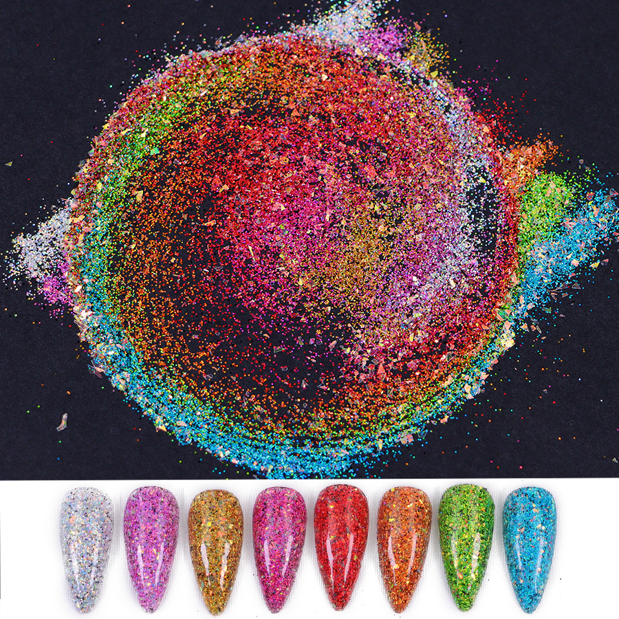 Eco-friendly Solvent Resistant Polyester Wholesale Glitter Chunky Mixed Fine Holographic Glitter