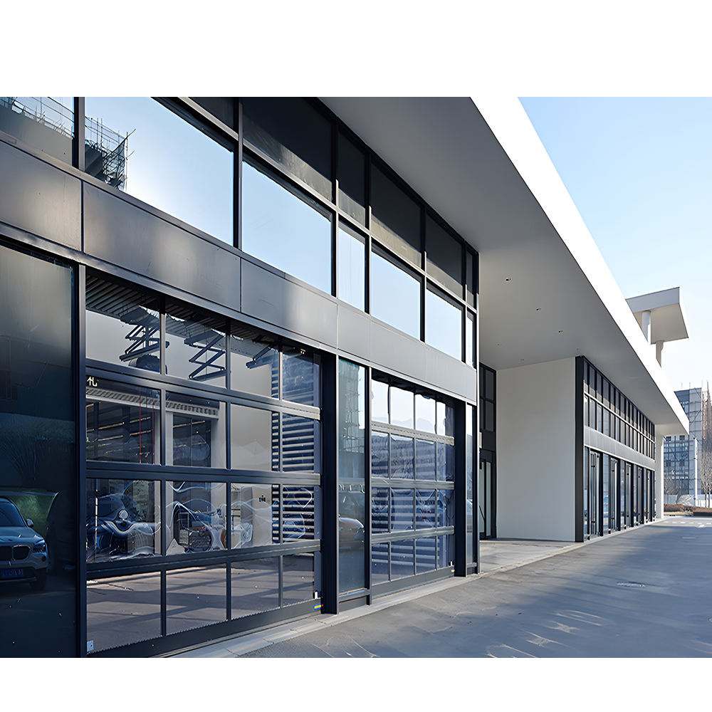 Modern Aluminum Alloy Tempered Glass Panel Full View Garage Door Price Plexiglass Overhead Automatic Glass Garage Door