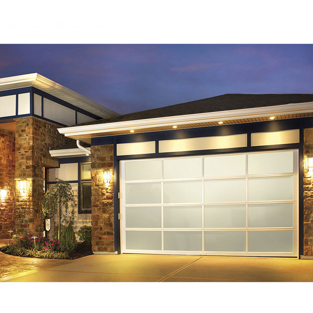 Modern Aluminum Alloy Tempered Glass Panel Full View Garage Door Price Plexiglass Overhead Automatic Glass Garage Door