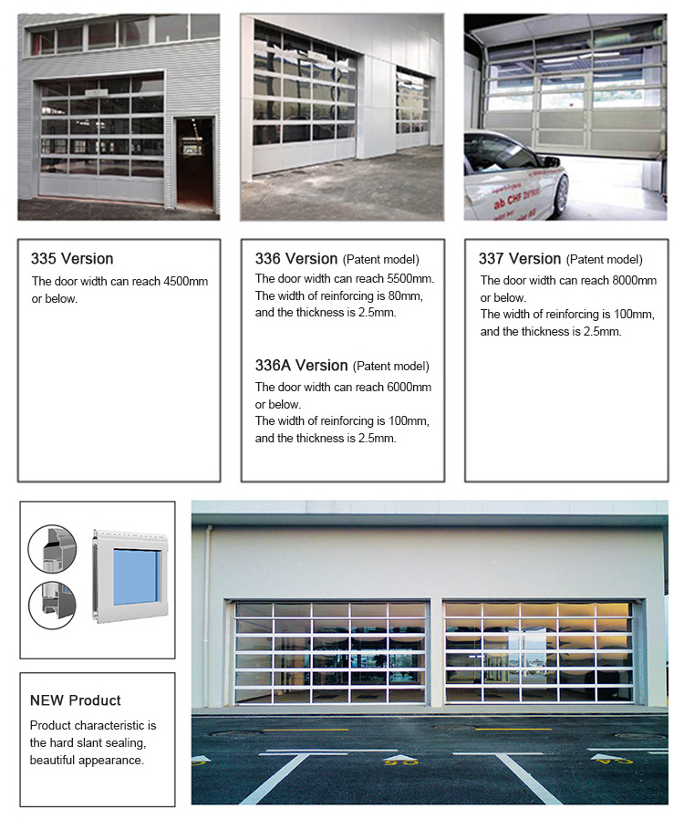 Modern 8 X 10 Aluminum Frame Automatic Garage Door Laminated Black Glass Insulated 9x7 16x8 Garage Door