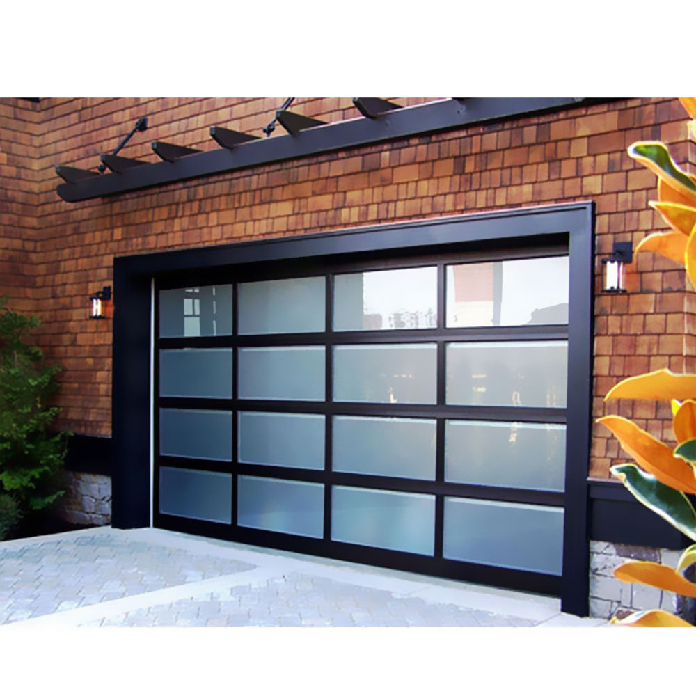 Modern Aluminum Alloy Tempered Glass Panel Full View Garage Door Price Plexiglass Overhead Automatic Glass Garage Door