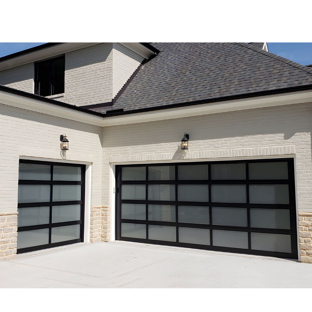 Modern Aluminum Alloy Tempered Glass Panel Full View Garage Door Price Plexiglass Overhead Automatic Glass Garage Door