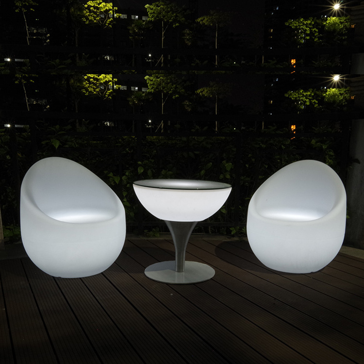 Rechargeable Stool Chairs Plastic Illuminated Led Lounge Chair with Remote Control