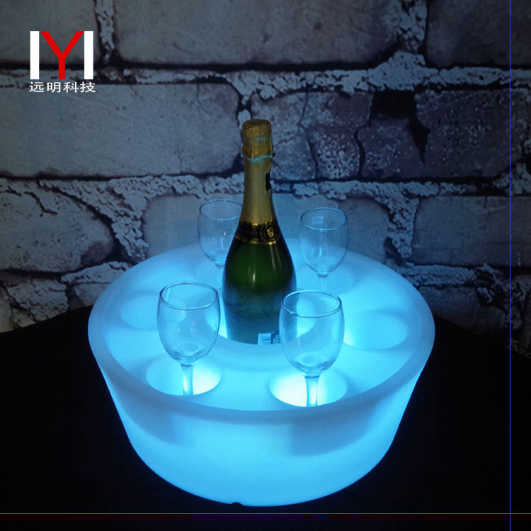 Swimming Pool Led Floating Wine Display Tray Round IP67 Waterproof Led Floating Bar Wine Tray WIth Remote Control