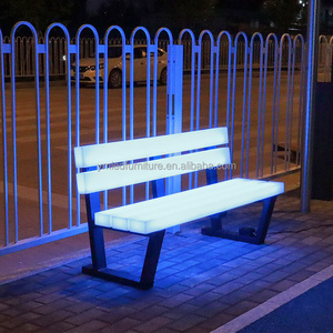 Decorative Blue Light Ip Park Chair Outdoor Bench Leisure Plastic Led Eukalyptus Garden Bench Waterproof