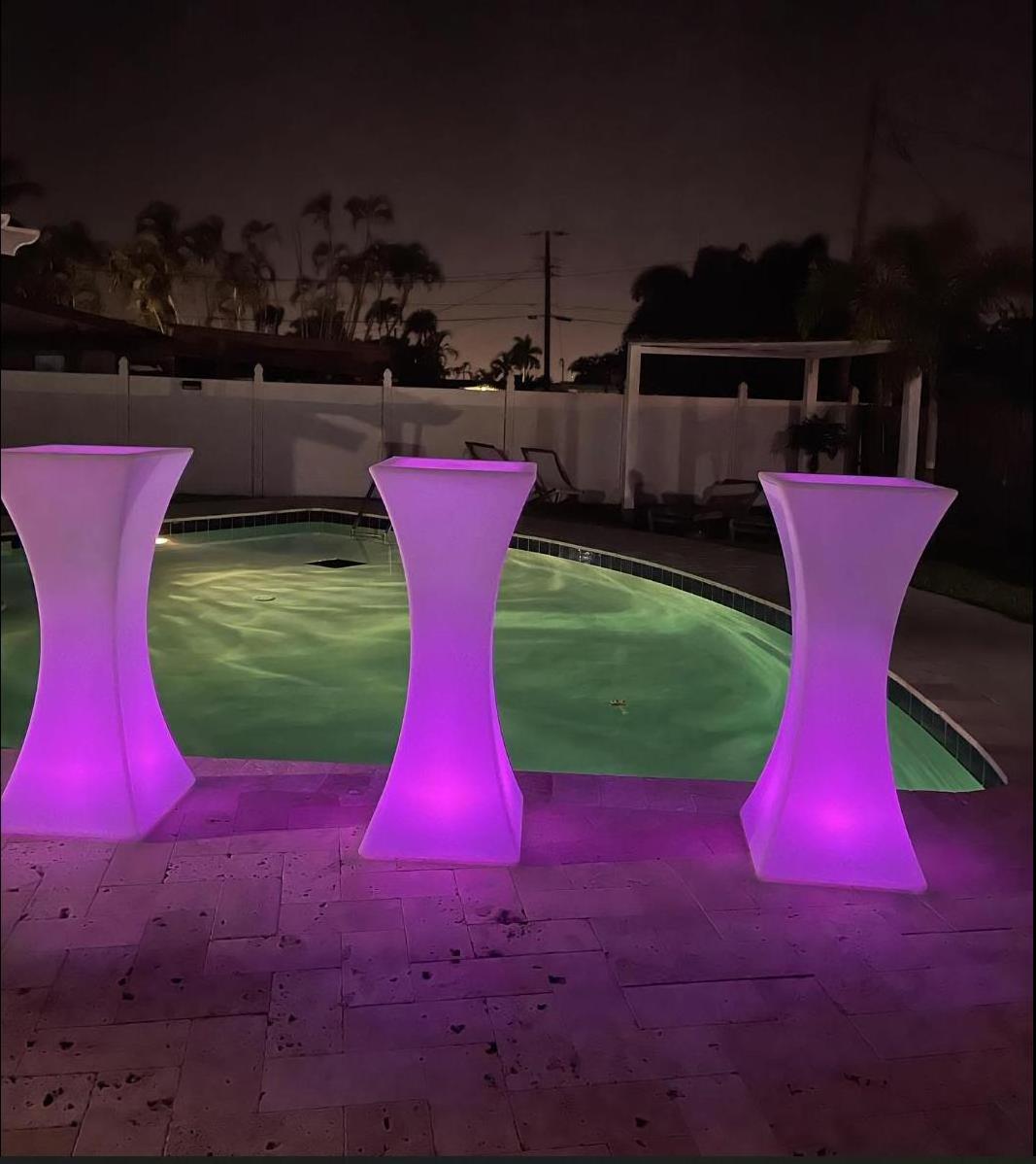 Illuminated Square Bright High Bar Table and Chair Party Illuminated Plastic Bar Led Light Up Cocktail Table Set For Events