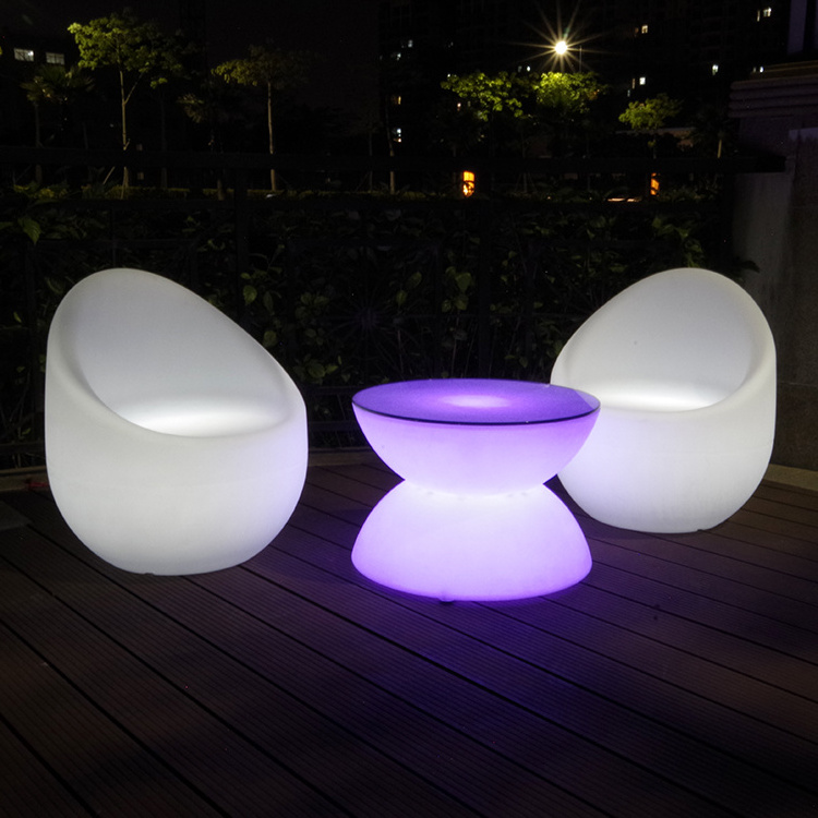 Rechargeable Stool Chairs Plastic Illuminated Led Lounge Chair with Remote Control