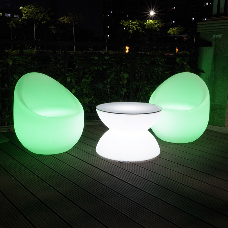 Rechargeable Stool Chairs Plastic Illuminated Led Lounge Chair with Remote Control