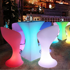 Illuminated Square Bright High Bar Table and Chair Party Illuminated Plastic Bar Led Light Up Cocktail Table Set For Events