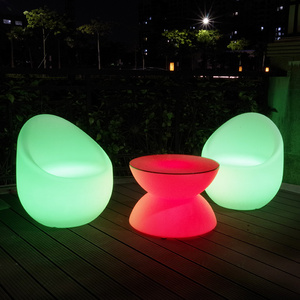 Rechargeable Stool Chairs Plastic Illuminated Led Lounge Chair with Remote Control