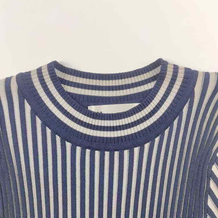 women Long Sleeves sweaters crewneck Slouchy Casual Breathable colored stripes fall little stretchy