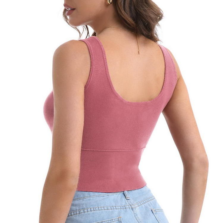 Solid Color Summer Pink Vest For Women Sexy Knitted V Neck Vest Lightweight Cami Shirt Sleeveless Crop Oversize Casual Tank Tops