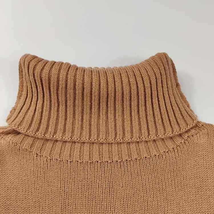 women Long Sleeves jackets turtleneck trebdy Elastic Cuffs Wrap Waffle Solid Color Ribbed Hem fall Relaxed Sweater