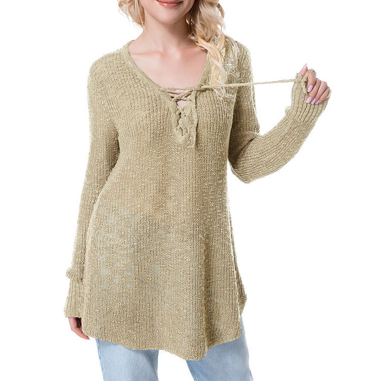 Women's Summer Crochet Pullover Tops Long Sleeve V Neck Hollow Out Pullover Shirts Knitted Sweater Cover Up