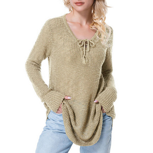 Women's Summer Crochet Pullover Tops Long Sleeve V Neck Hollow Out Pullover Shirts Knitted Sweater Cover Up