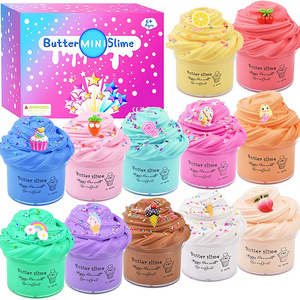 12 Pack Butter Slime Kit with Unicorn Cute Slime Charms, Educational Mini Scented Slime Party Favors Toys