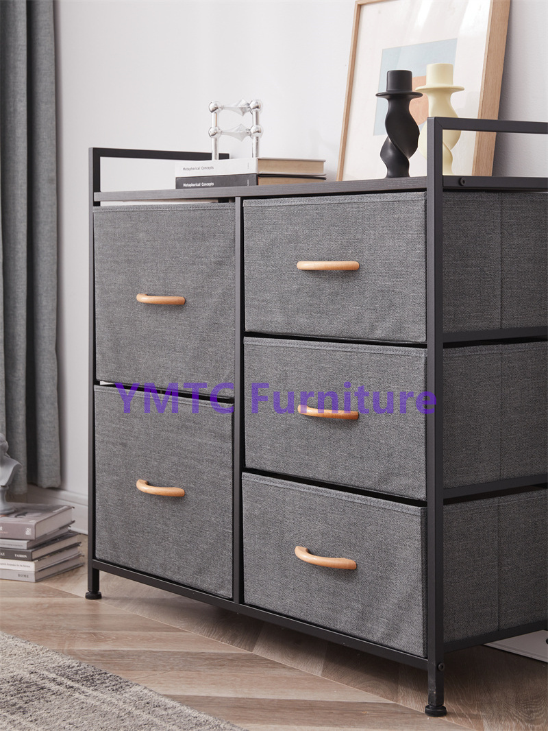 China Design Wholesale 5 Drawers Fabric Cubiker Dresser Storage Tower