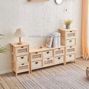 Hot selling wooden bedside table small 6 drawers living room sofa side cabinet