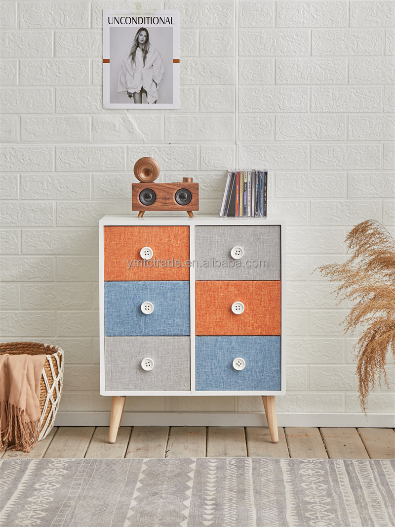 Modern Simplicity colorful wood Cabinet Small Storage 6 Drawer File Cabinets