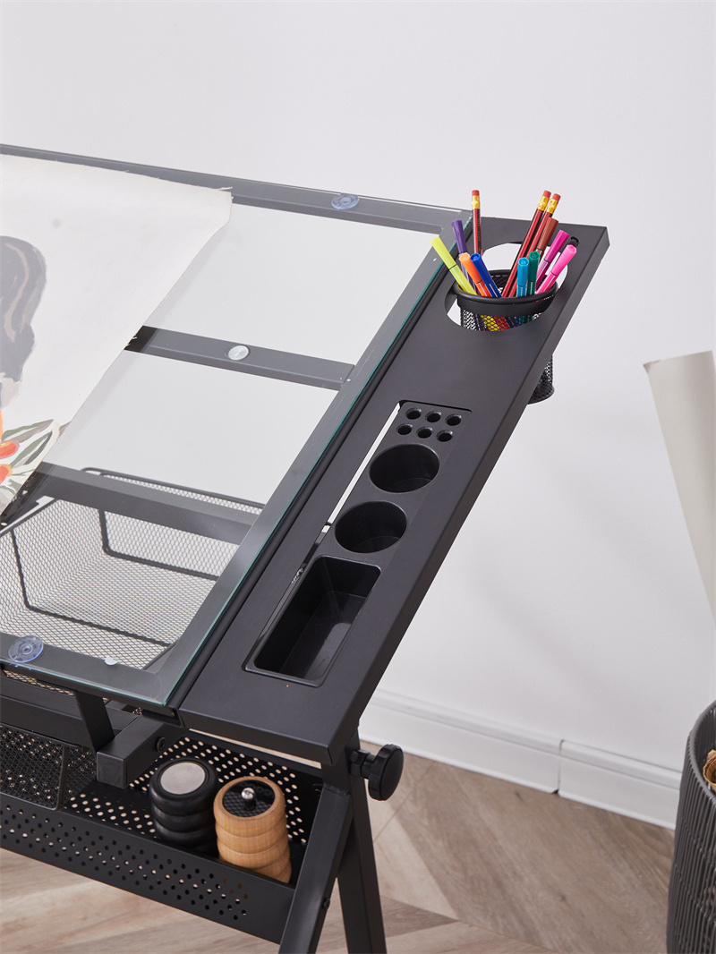 2 Drawers Adjustable Tilting Drawing Table Wooden Drafting Drawing ...