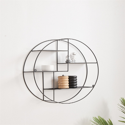 Rustic Farmhouse Decor Floating Shelves Round Wall Shelf 3 Tier Wood and Metal Hanging Circle Shelf