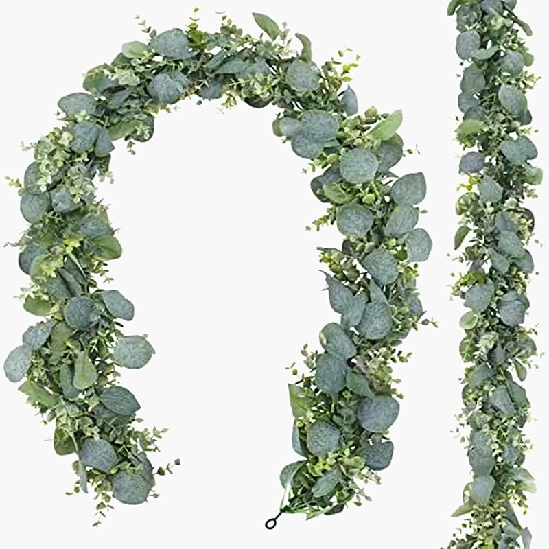 Home Garden Wedding Party Backdrop Arch Decoration Artificial Eucalyptus Leaf Vine Simulation Plastic Flower Plant Vine