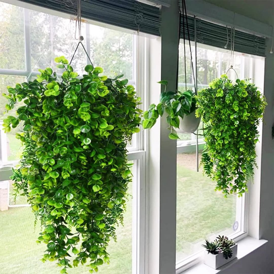 Hanging Artificial Flowers Green Wall Plastic Plants Decor for Home Indoor/Outdoor Shelf Wall Decorative Features