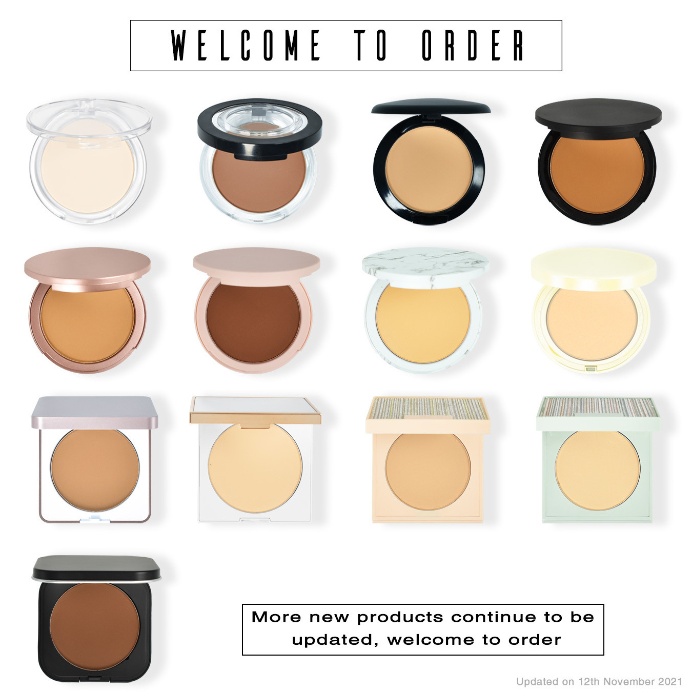 New Private Label 8 Color Waterproof Matte Full Coverage Face Puff Pressed Powder Foundation