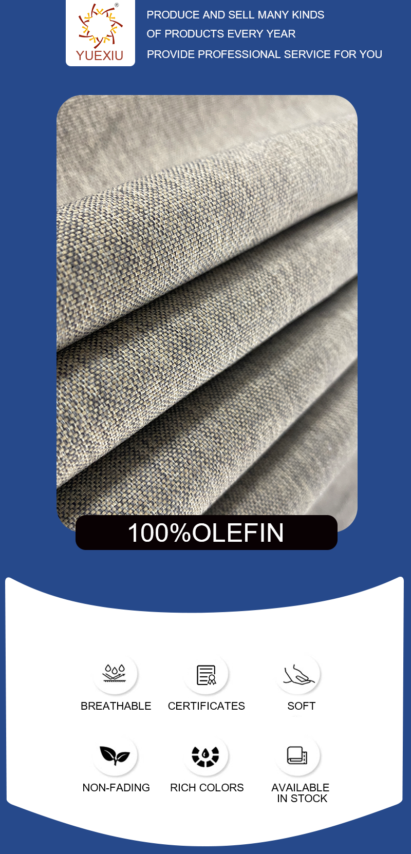 Polypropylene Olefin Fabric for Outdoor Furniture Cushion